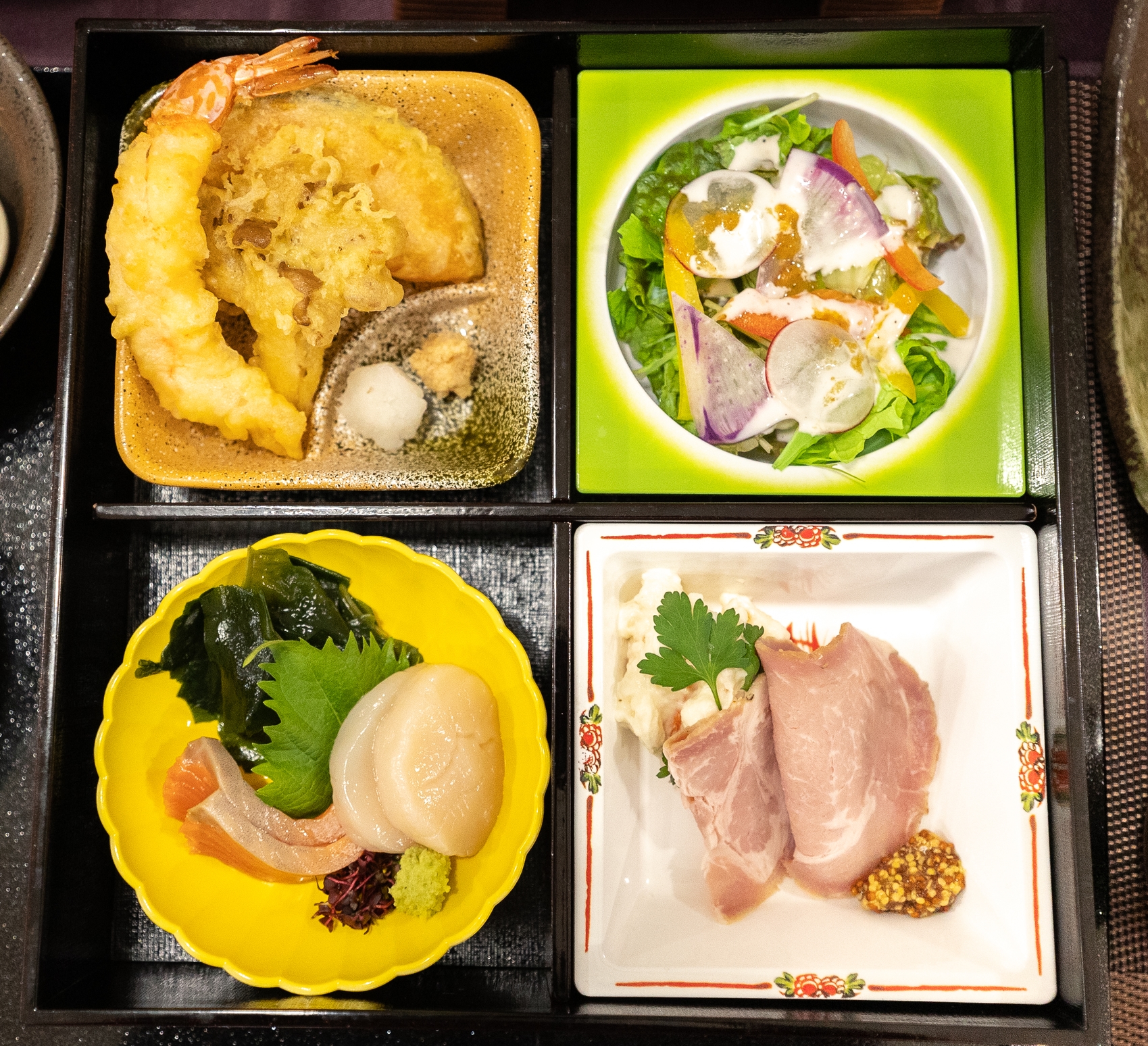 造り・サラダ・天麩羅・ハムセット